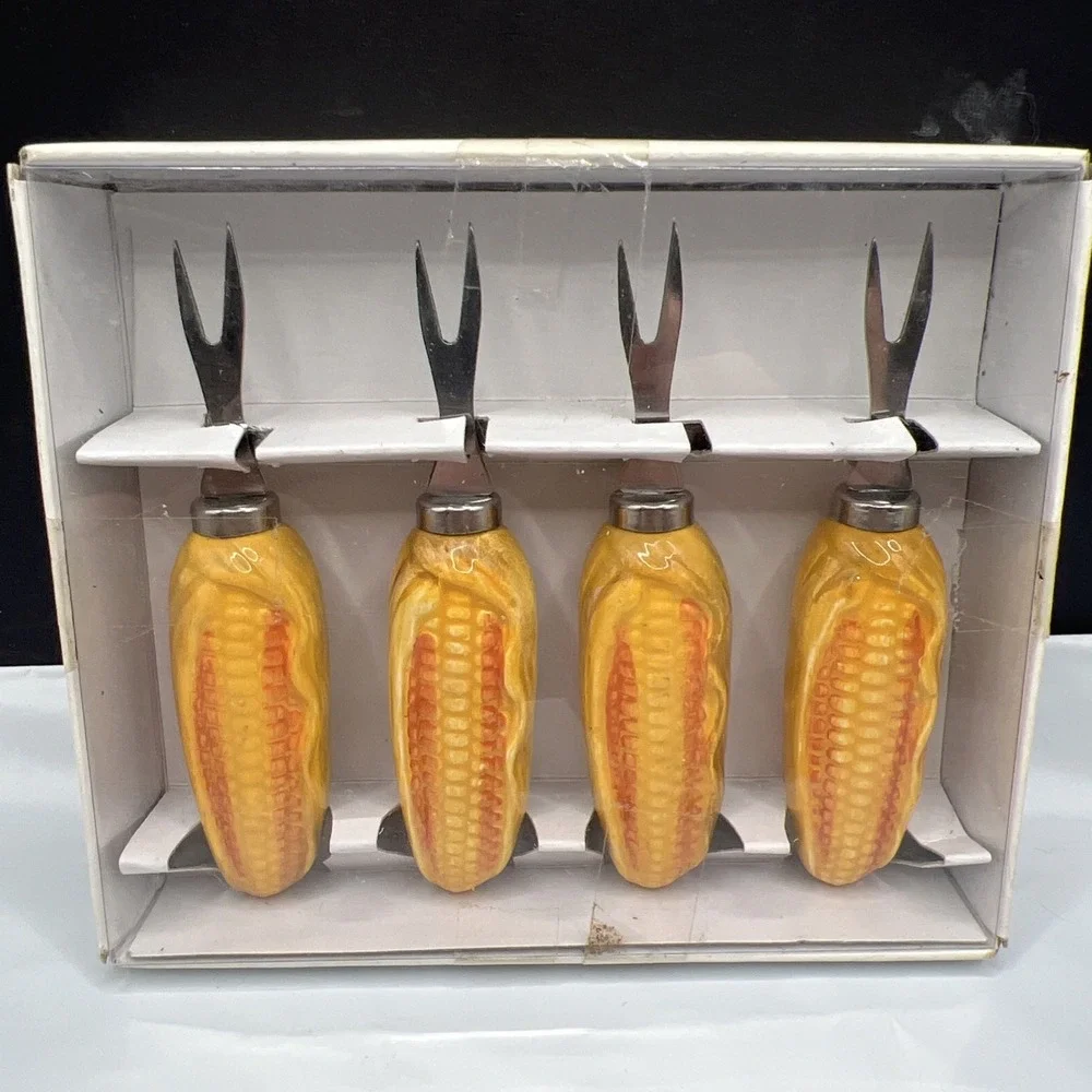 Vintage The Cooks Bazaar Earthenware Corn Picks Set 4 Younkers Tuesday Morning